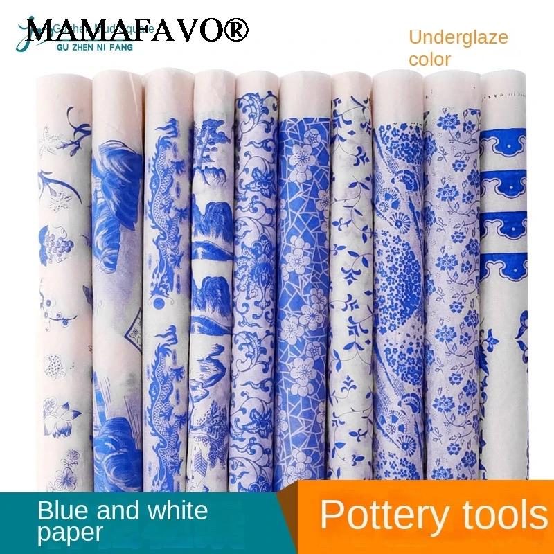 Pottery Art Clay Ceramic Underglaze Colored Transfer Flower Paper Jingdezhen Blue White Porcelain Decals Sticker 47*35cm F235