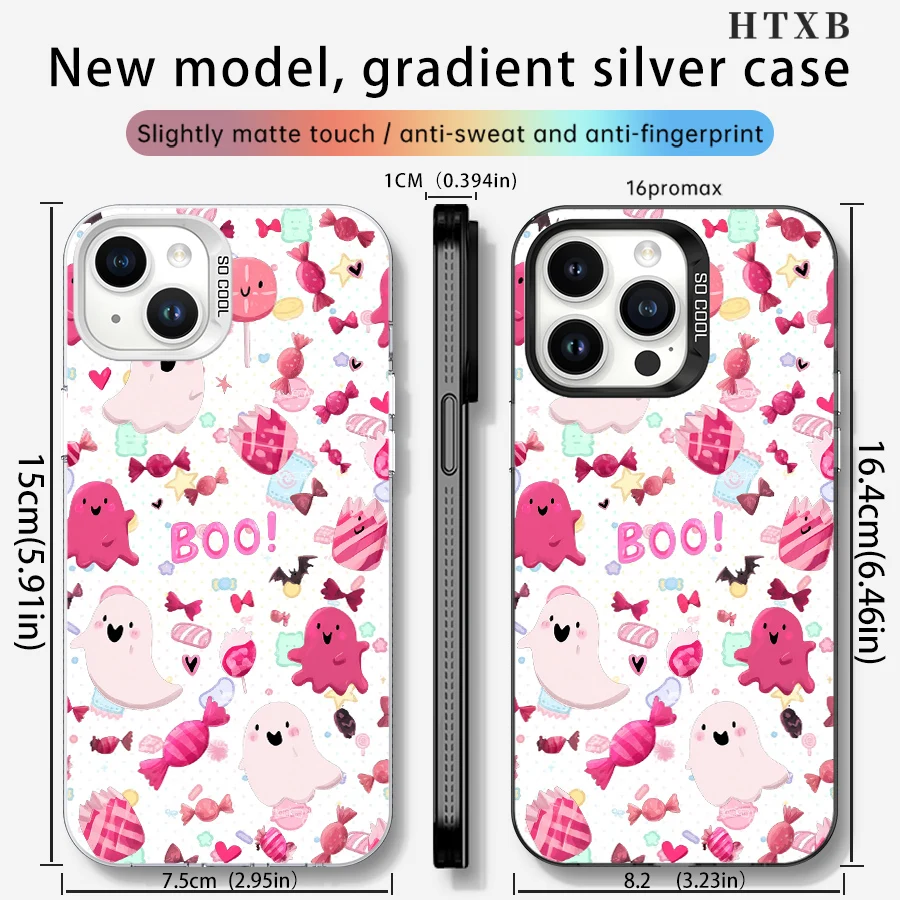 핑크색 유령이 화면을 가득 채운 아이폰 17부터 11 프로 맥스 플러스까지의 폰 케이스