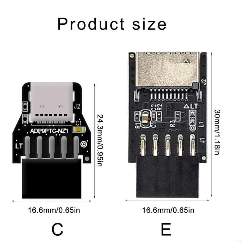 A9LF USB 2.0 Front Panel Header 9pin to USB C TypeE Internal Adapter for Motherboard