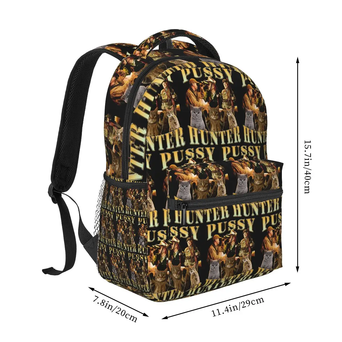 Pussy Hunter Funny Meme Cat Meme Backpack Student Boys Girls BookBag Kids School Bag Laptop Shoulder Bags for Men Women