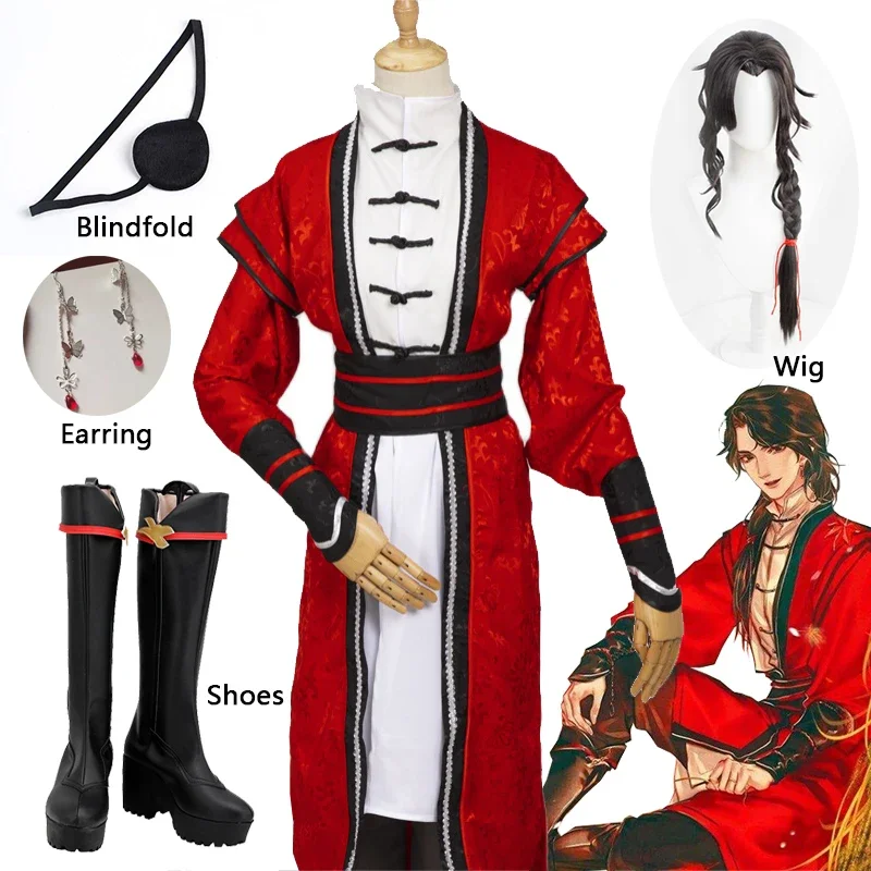 Anime Tian Guan Ci Fu Desperate Ghost King Hua Cheng Cosplay Costume Ancient Hanfu Juvenile Costumes Shoes Wig Props Halloween