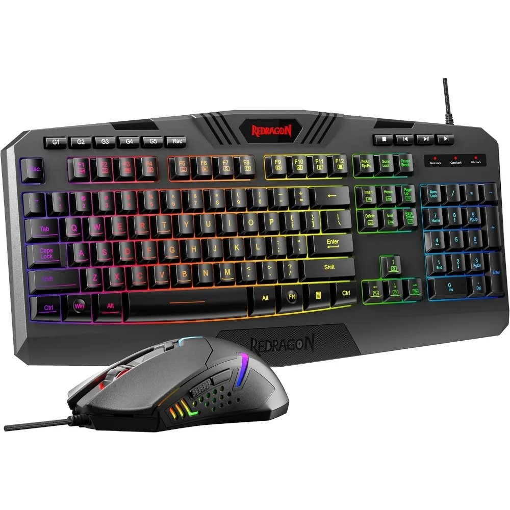 Gaming Keyboard and Mouse Combo Set with RGB Backlit, Programmable Features, and Macro Keys