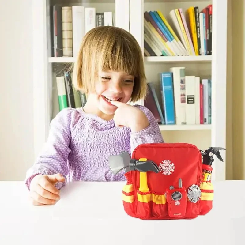 Kinderen Brandweerman Cosplay Speelgoed Sam Brandweerman Uniform Carnaval Speelgoed Simuleert Brandweerman Speelgoed Set Met Hamer Rugzak Voor Kinderen Cadeau