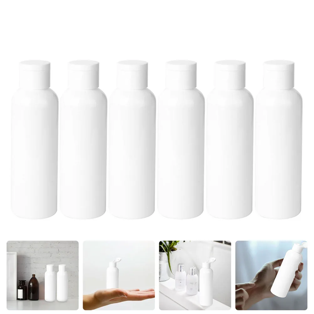 

6pcs Creative Travel Bottles Refillable Cosmetics Sub Bottles Portable Durable Plastic Lotion Containers Lightweight White
