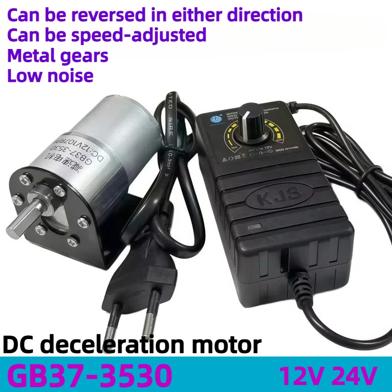 Hochdrehmoment-Getriebemotor 37-3530, 12V und 24V, mit einstellbarem Netzteil und Drehzahlregelung