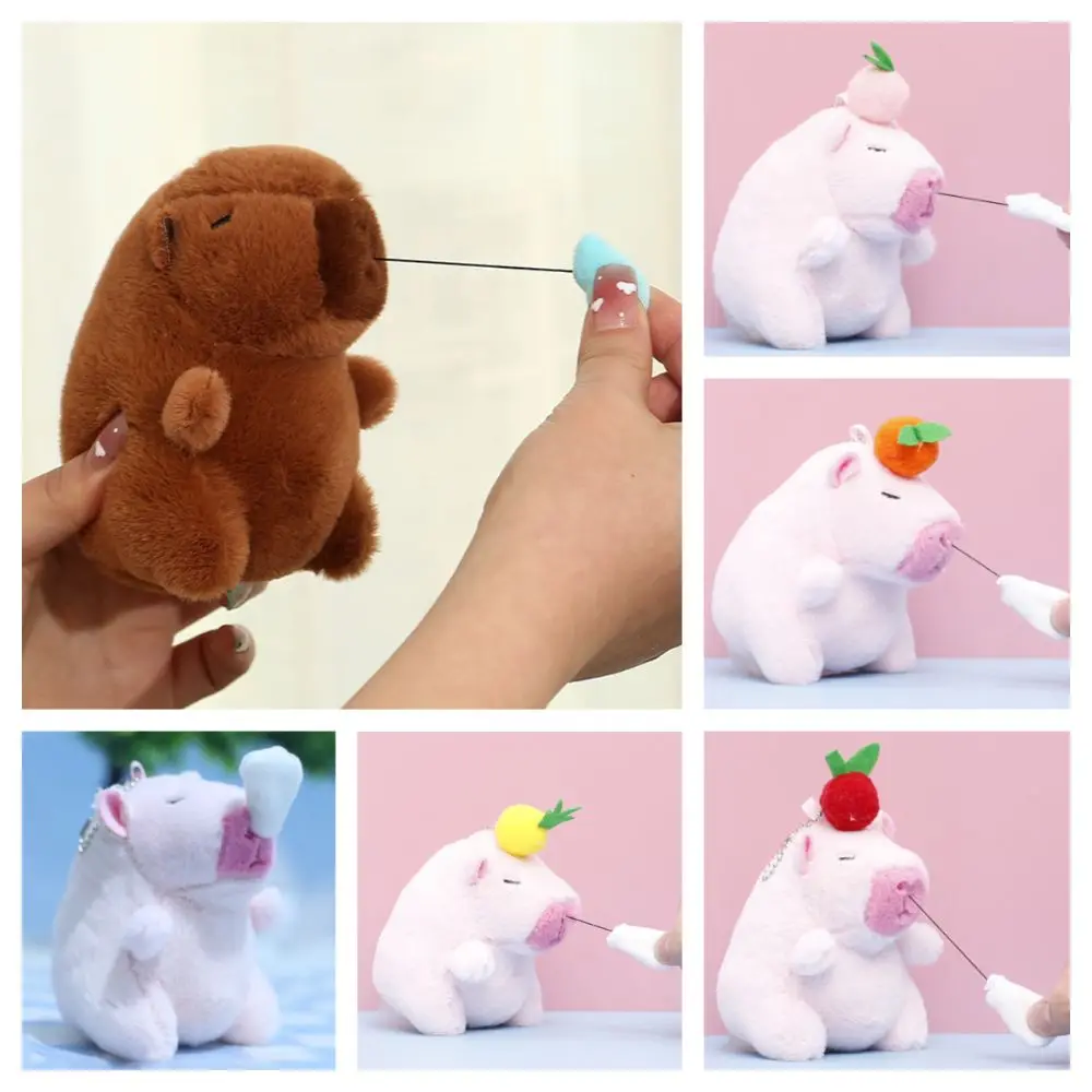 Drawing Snot Plush Capybara Doll Pink Brown Stuffed Animals Keychain Pendant Bag Decoration Cute Fluffty Animal Doll Kids Toy