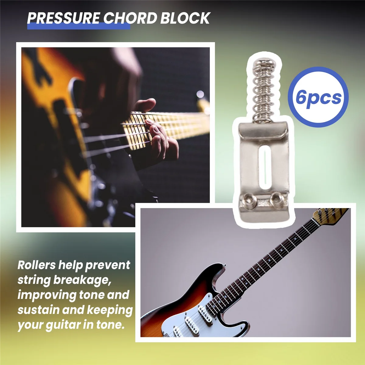 6er-Set verchromte Tremolo-Stegsättel für Fender E-Gitarre