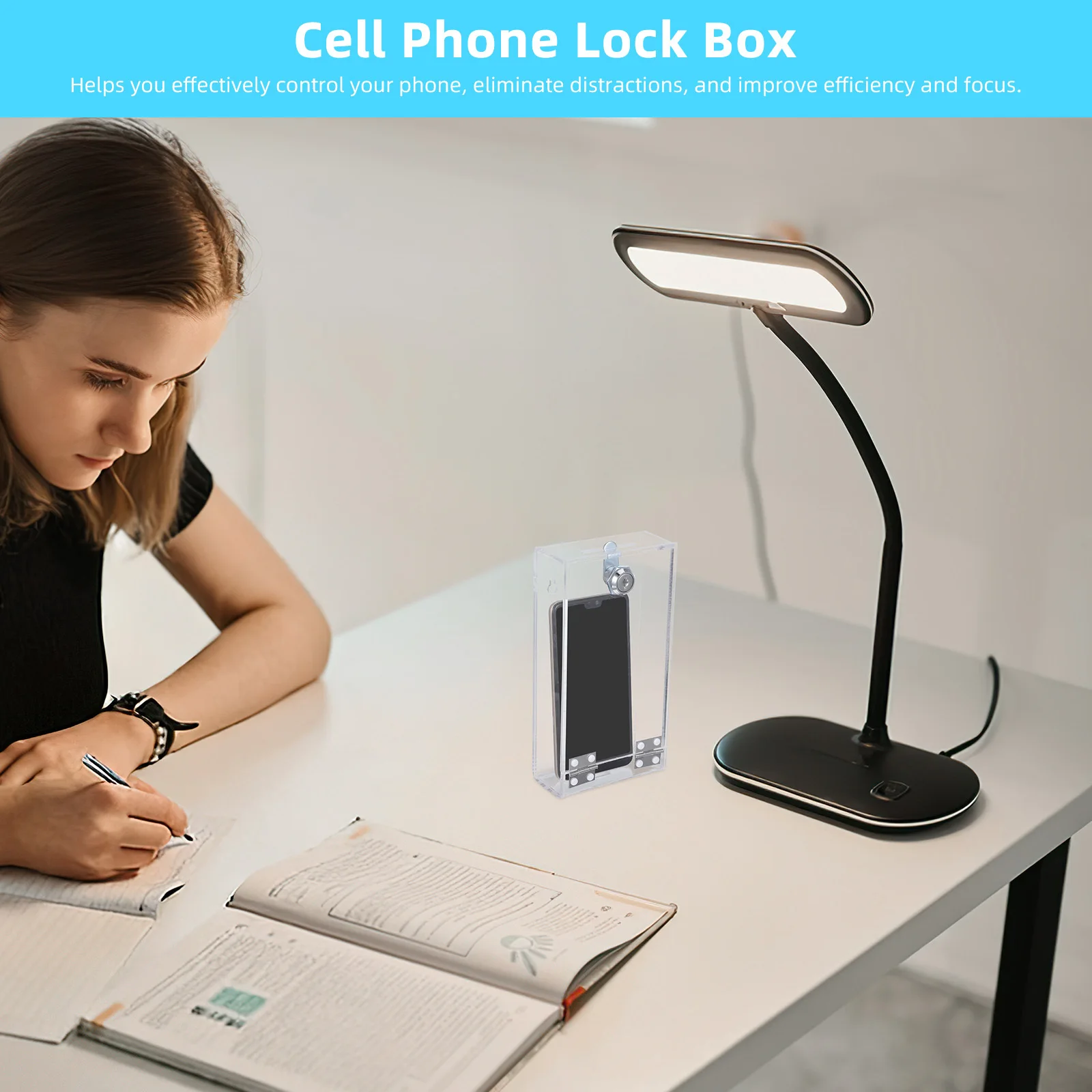 Transparent Storage Box 1 Layer Acrylic Phone Locker Cable Outlet Cover Cell Phone Case Lightweight Portable Focus Helper