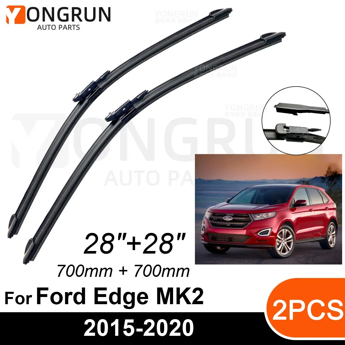 

Car Front Windshield Wipers For Ford Ford Edge MK2 2015-2020 Wiper Blade Rubber 28"+28" Car Windshield Windscreen Accessories