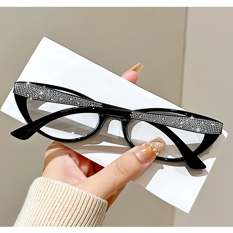 Katzenaugen-Lesebrille für Damen, Transparent, Bling, Anti-Blaulicht, Korrekturbrille mit Sehstärke +1,0 +1,5 +2,0 – Detail 7