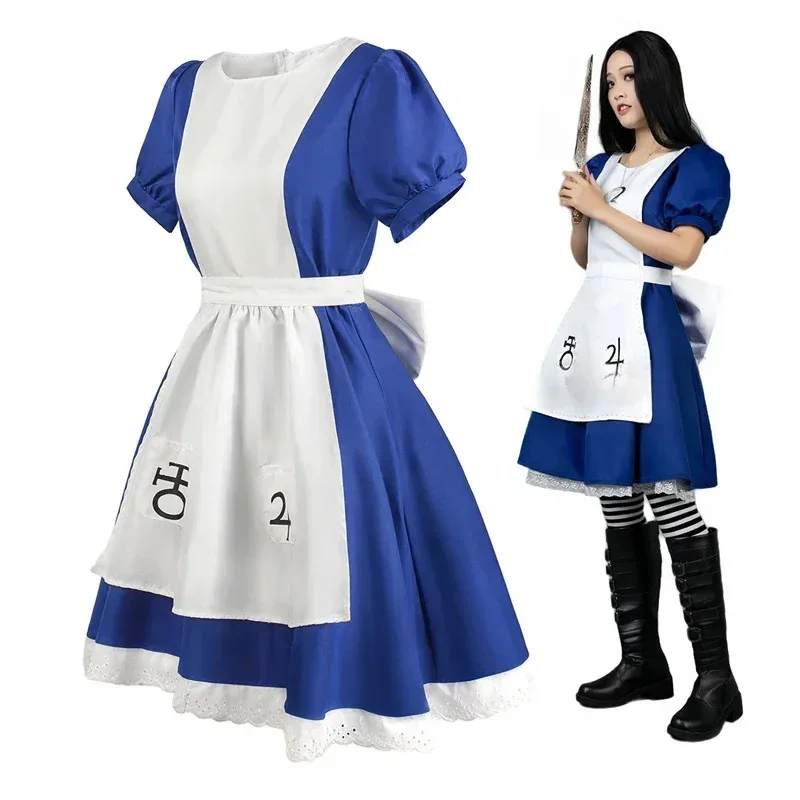 

Костюм CyAlice Madness для косплея для женщин, аниме-девушка, табуреер для горничной, меховые и носки, меховые костюмы для карнавальной вечеринки, Хэллоуин