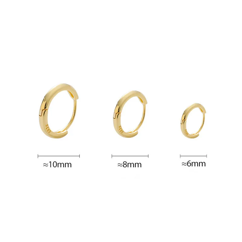 ANENJERY 1 Pair Minimalist Huggie Hoop Earrings For Women Tiny Round Earrings 6mm/8mm/10mm/12mm/15mm