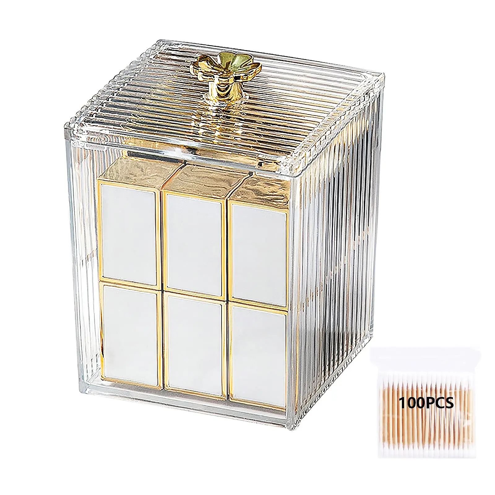 الاكريليك Qtip أعواد قطنية حامل الجرار الحمام مع الأغطية صيدلية جرة موزع لوسادات مستديرة القطن الكرة القطنية ، الخيط #6