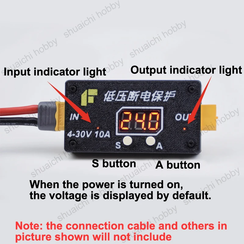Módulo de desconexión de bajo voltaje, protección contra sobredescarga de batería con carcasa impresa en 3D para paquete de batería de uso en campo, 10A, 4-30V, 1 Uds.