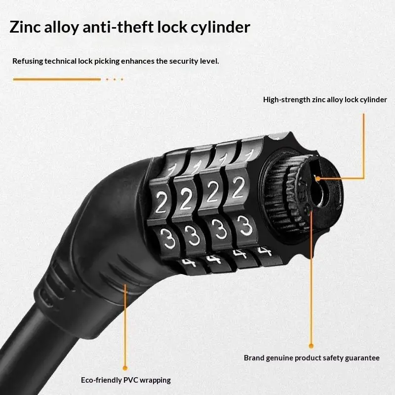 4 Digital Combination Bicycle Cable Lock Anti-Theft Stainless Steel Security Lock 1PC for Campus Student Bike Use