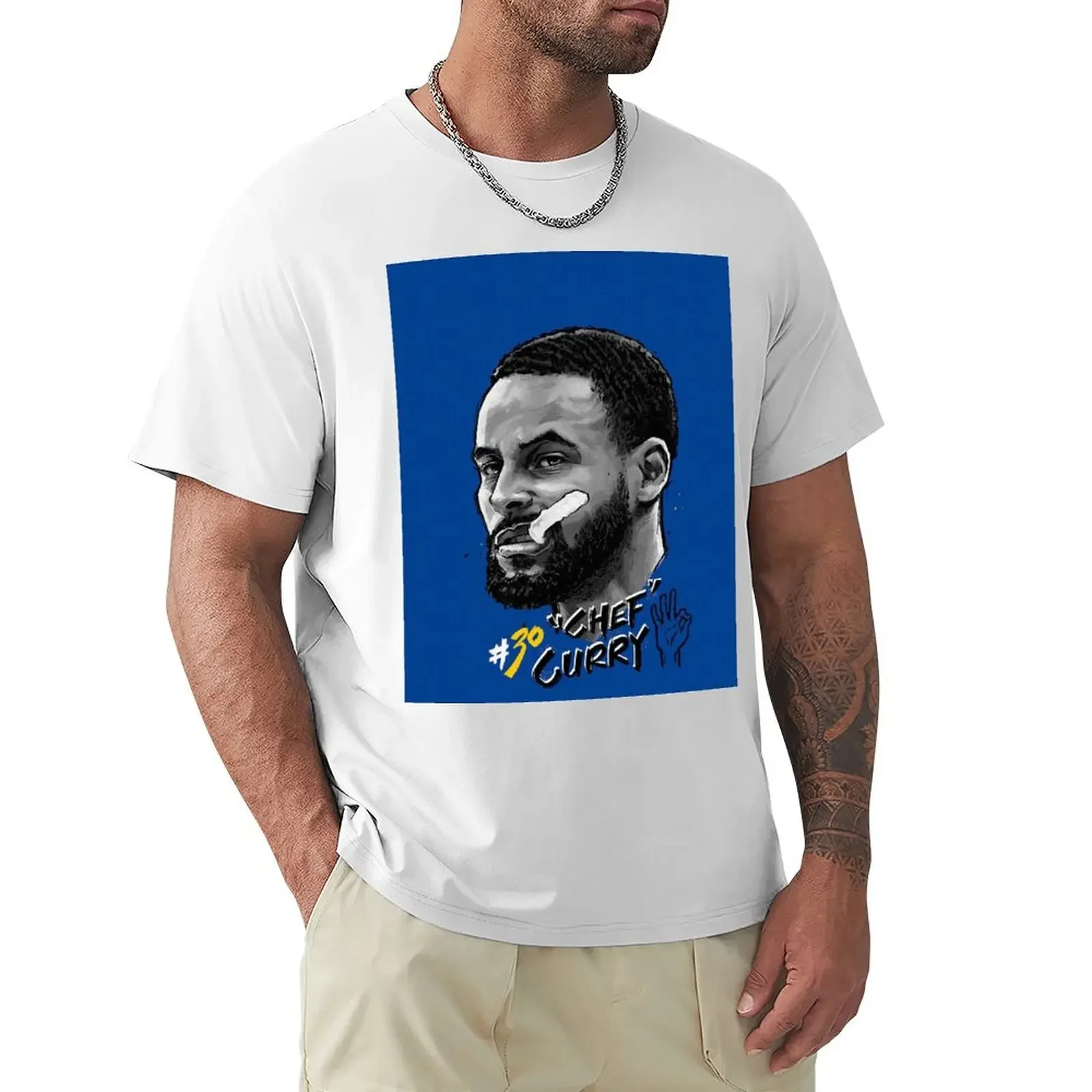 STEPHEN CHEF CURRY 30 ILLUSTRATION T-shirt animal prinfor boys Aesthetic clothing summer clothes Short sleeve tee men