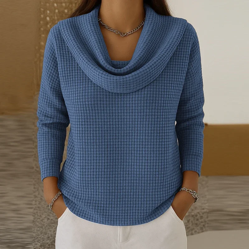 새로운 빈티지 긴팔 스웨트셔츠 여성 캐주얼 파일 칼라 블라우스 여성 패션 가을 겨울 셔츠 여성용 풀오버 탑