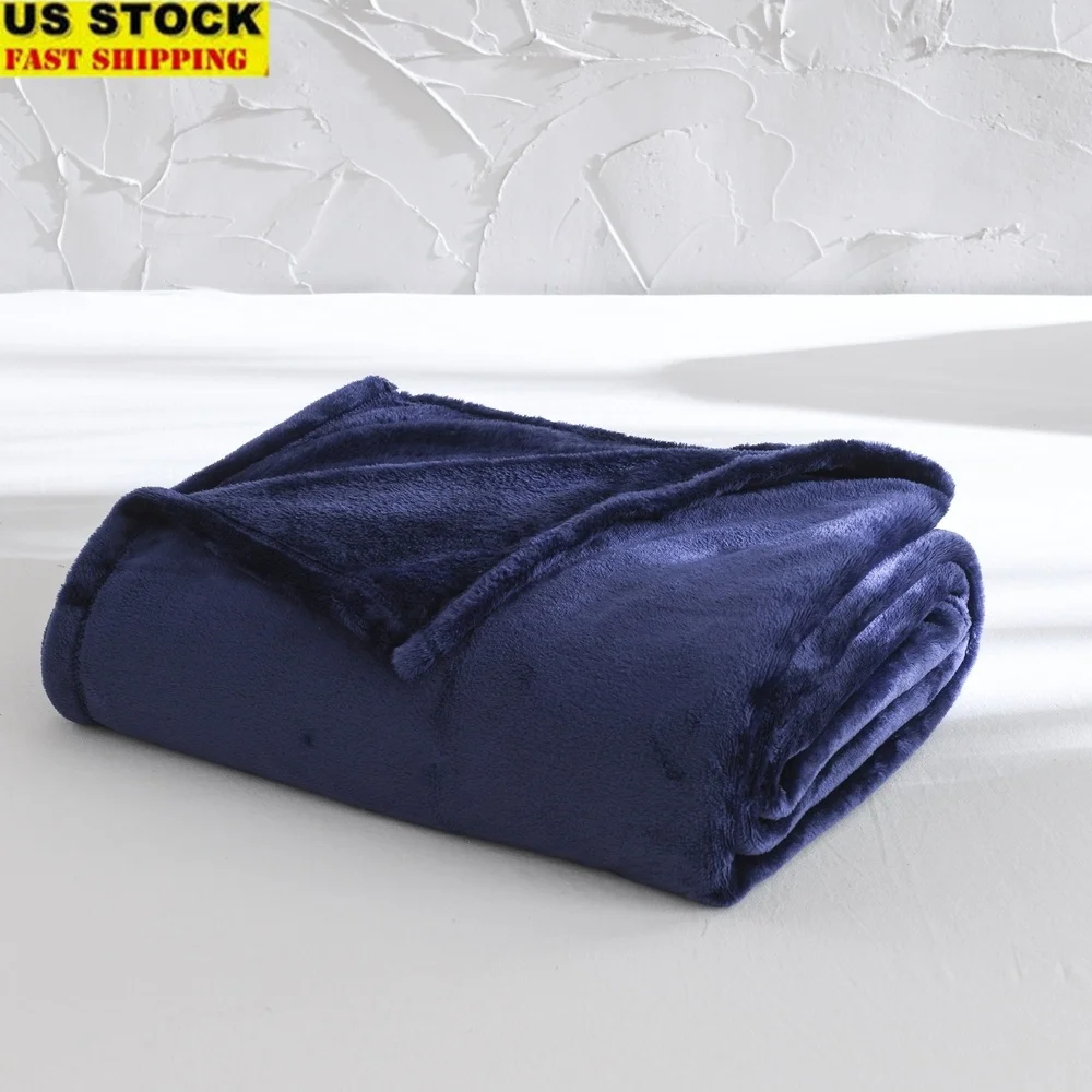 

Super Soft Plush Blanket Full Queen Size Cozy Indigo Unisex Design Adults Perfect Snuggling Napping Camping Couch