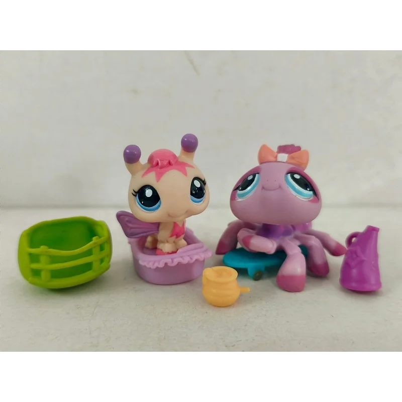 

2pcs/lot LPS Figure Bee Purple Spider #2087 W/Accessories Littlest Pet Shop toy