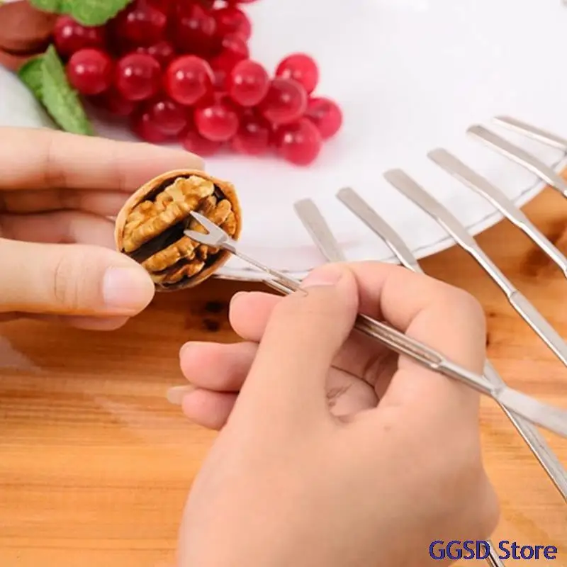 2pcs/lot Lobster Crab Needle Kitchen Seafood Tools Stainless Steel Seafood Forks Picks Hairy Crab Spoon Walnut Needle Fruit Fork