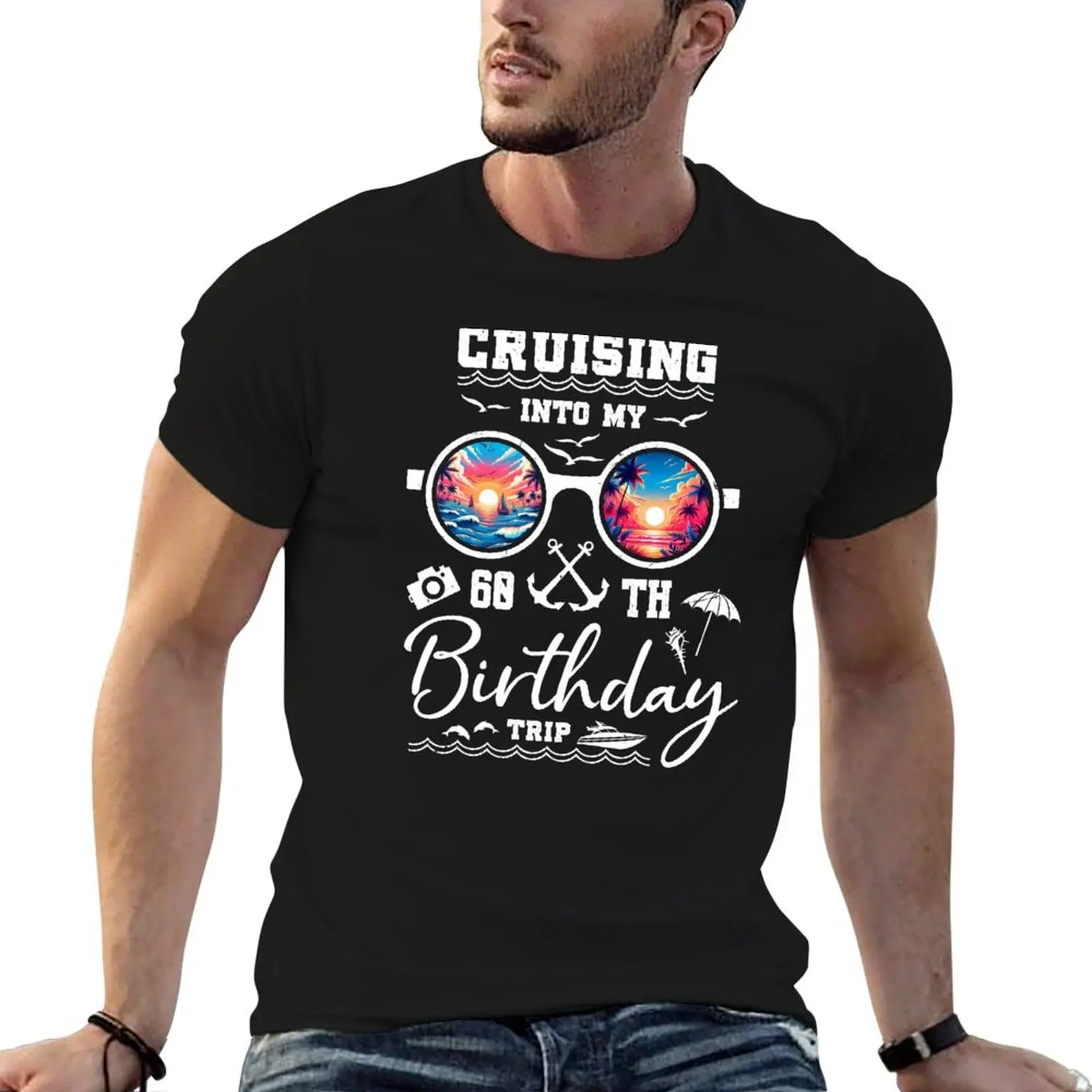 60th Birthday Cruise 60 years old Cruise vacation vintage T-Shirt Minimalist Graphic Tee Shirt