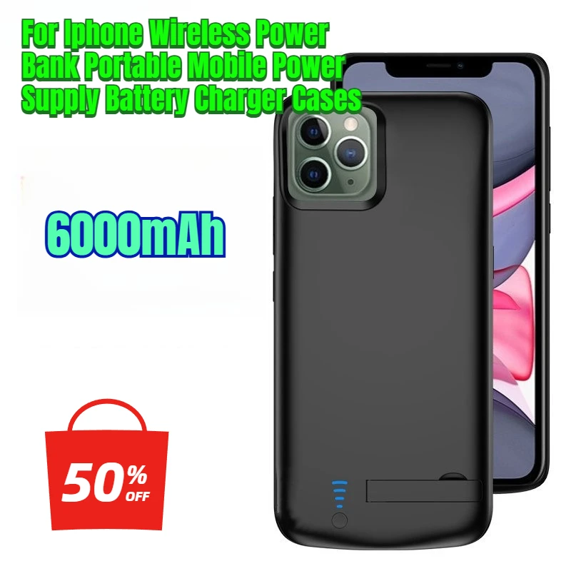 

6000mAh for Iphone11/11Pro/11ProMax Wireless Power Bank Portable Mobile Power Supply Battery Charger Cases