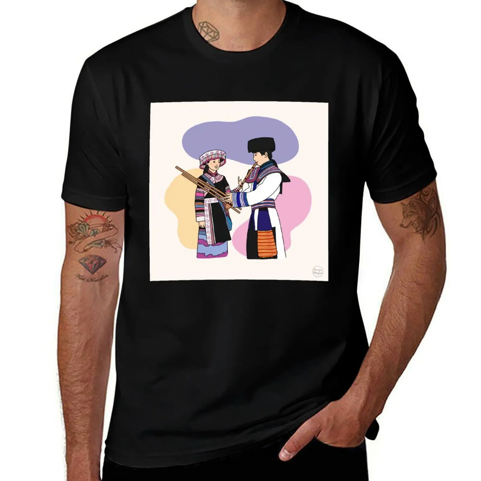 Hmong Couple Instrument (meiyudesigns) T-Shirt funny t shirts cotton T-Shirt