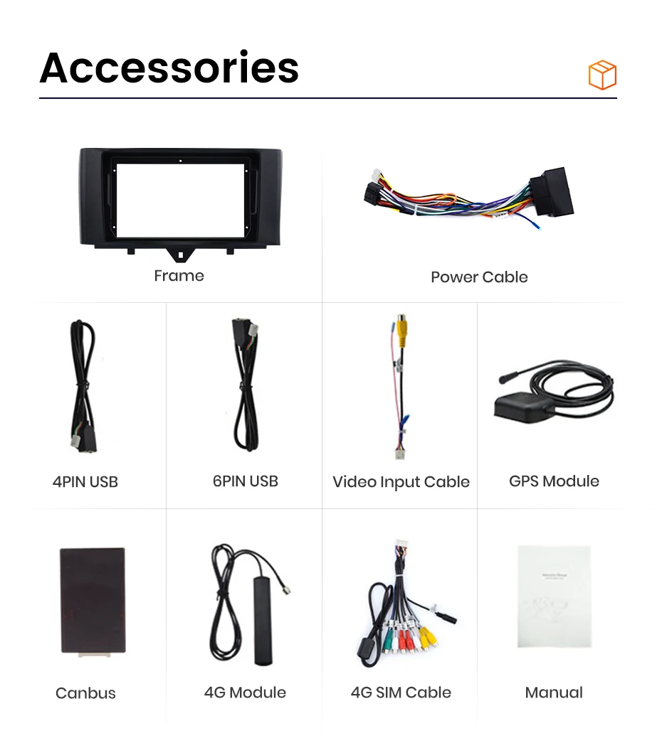 Junsun Wireless CarPlay Android Auto Autoradio für Mercedes Benz Smart Fortwo 451 2005-2015 8-Kern 4G WiFi GPS Navigation SWC RDS Multimedia Player Stereo – Detail 3