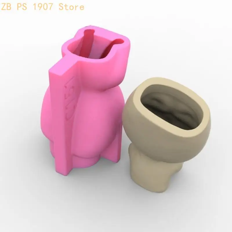 Flower Pot Silicone Mold Big for Head for Doll Resin Casting Mold Plaster Cement Mold DIY Art Decorating Plant 55KA