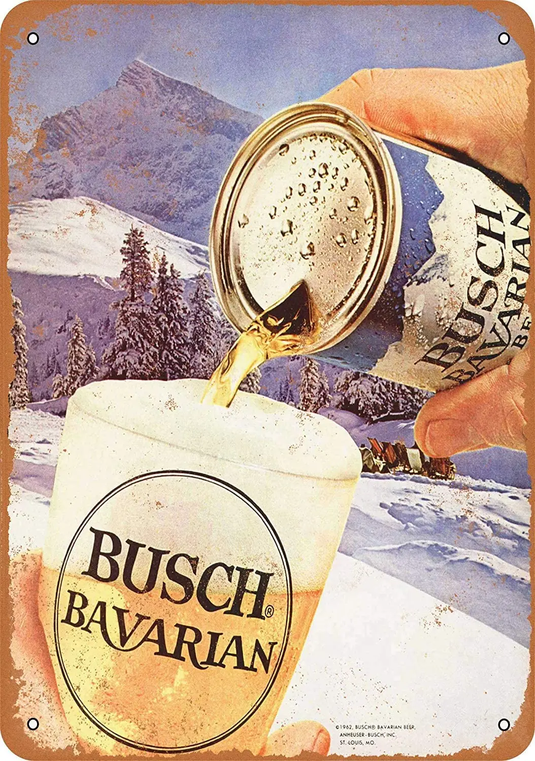 8 x 12 Tin Metal Sign - Vintage Look 1962 Busch Bavarian Beer Bar Cafe Home Wall Art Deco sign sign