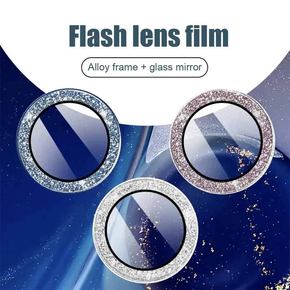 3Pcs Bling Diamond Camera Lens Protector Voor Iphone 11 12 13 Pro Max 12 13 Mini Metalen Ring Camera lens Gehard Glas Bescherming