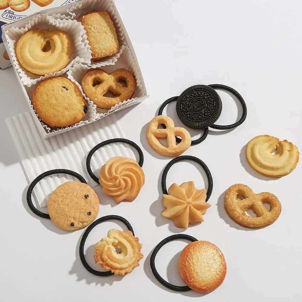 Fashion Sweet Simple Butter Cookies Headwear Cookies Shaped Korean Style Hair Ties Hair Ropes Cookie Hair Rings