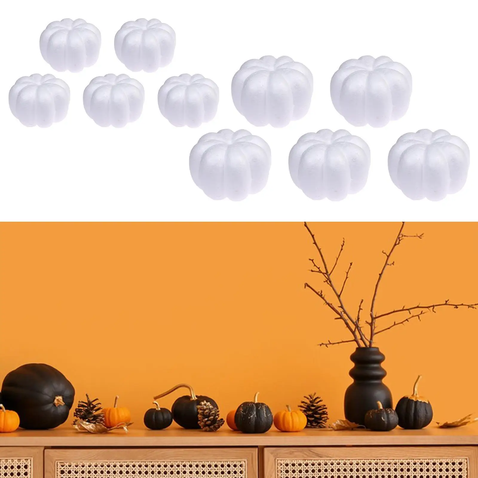 

10x White Foam Pumpkins Fall for Decoration Artificial Pumpkins for Household Christmas Modeling Science Projects Party Modeling