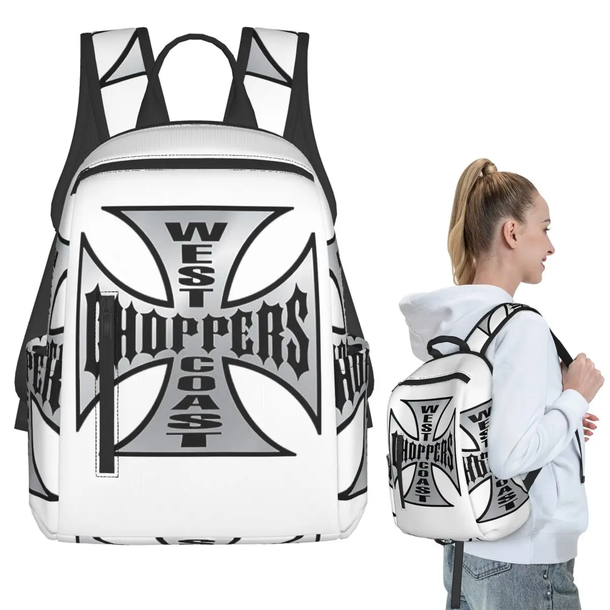 Personalized West Coast Iron Cross Choppers Backpack Student BookBag Kids School Bag Laptop Shoulder Bags Boys Girls