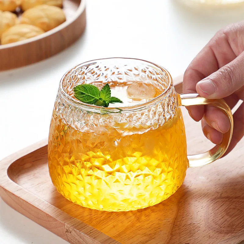 1/2/4/5PC High Borosilicate Glass Water Cup Juice Drink Cup Lemon Tea Cup Heat Insulation Cups with Handle Bar Drinking Utensils