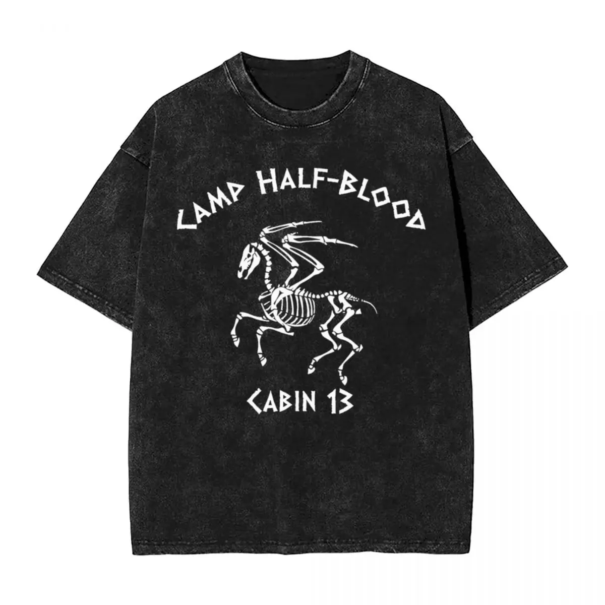 Camp Half-Blood Washed T Shirt Streetwear Hip Hop Novelty T-Shirts Percy Jackson Cabin Logo Tees Tops Men Women Street Printed