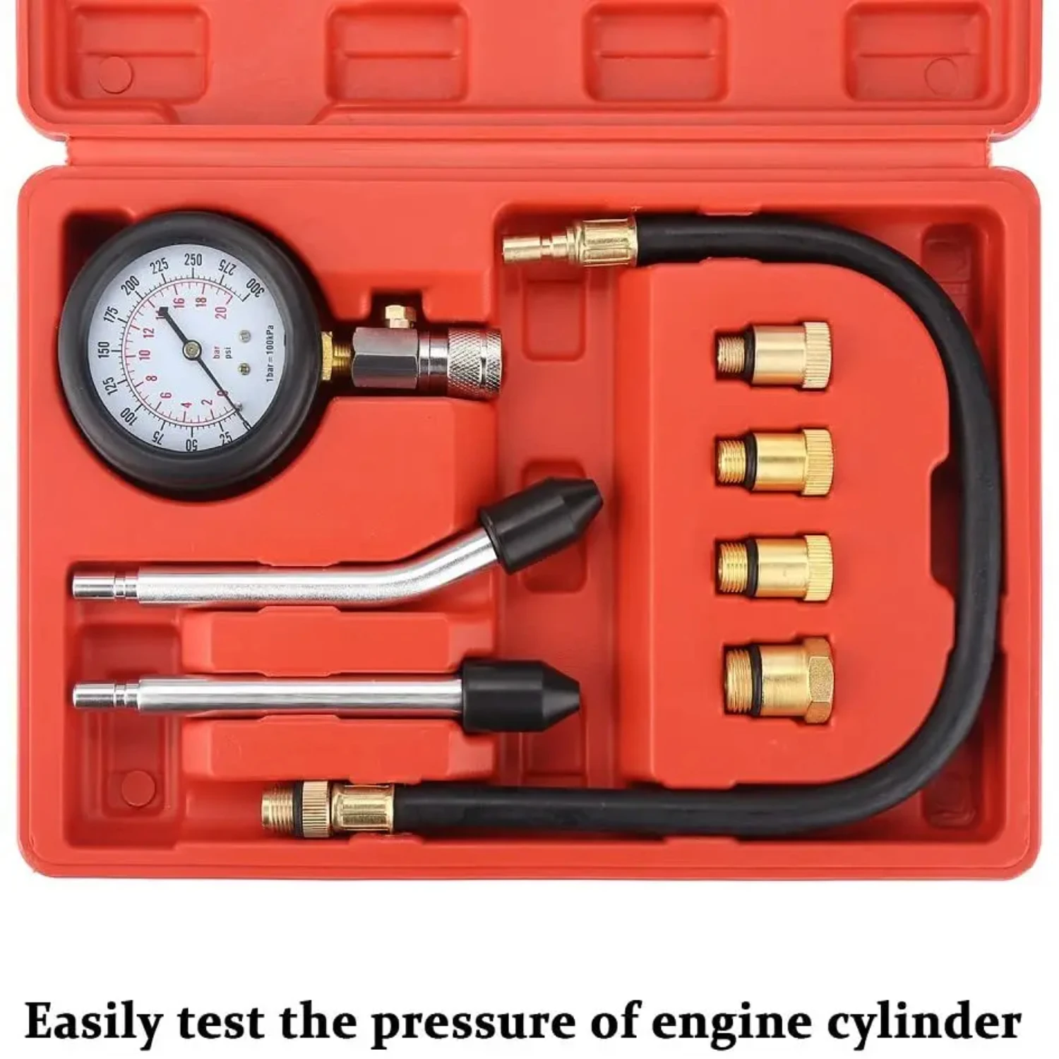 ship ru Gasoline Engine Compression Tester Auto Petrol Gas Engine Cylinder Automobile Pressure Gauge Tester Automotive Test Kit