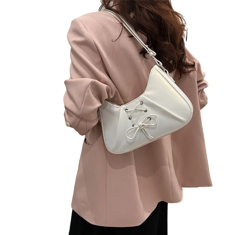 Women Pleated Armpit Bag Dumplings Bag PU Leather Shoulder Bag Elegant Handbag Fashion Underarm Bag Shopping Dating Bag