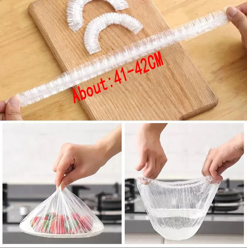 Disposable Food Cover Plastic Wrap Fruit Food Cover Bags Elastic Plastic Wrap Cover Food Grade Storage Bag Kitchen Organizer images - 6