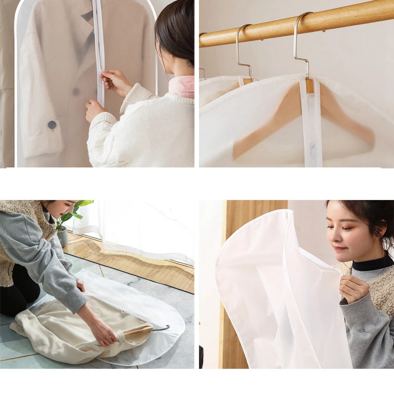 Garment Bags Clothes Covers Protecting Dusts Garment Bags 1/3/5pcs Hanging Clothes Bags with Zipper for Closet Clothes Storage