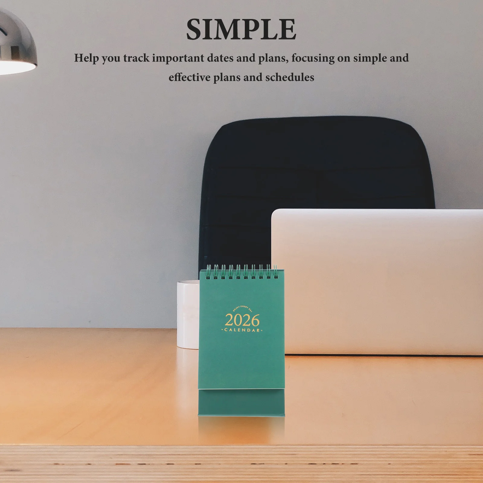

Minimalist 2026 Desk Calendar Small Size Standing Flip Twin-Wire Binding Extended Date Range Office Home School