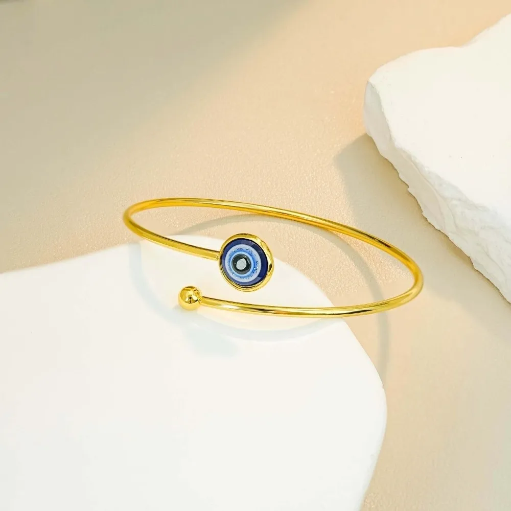 New Gothic Demon Eye Bracelet Personalized Versatile Adjustable Creative Bangle Alloy Open-mouth Blue Eye Ring Gift Giving