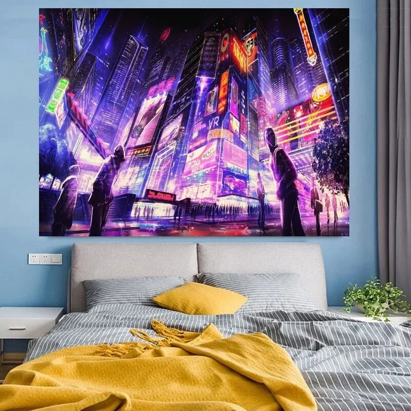 VIKAMA Cyberpunk Swordswoman Girl Tapestry Wall Hanging, 6 Designs, Wall Decor for Bedroom Living Room Dorm