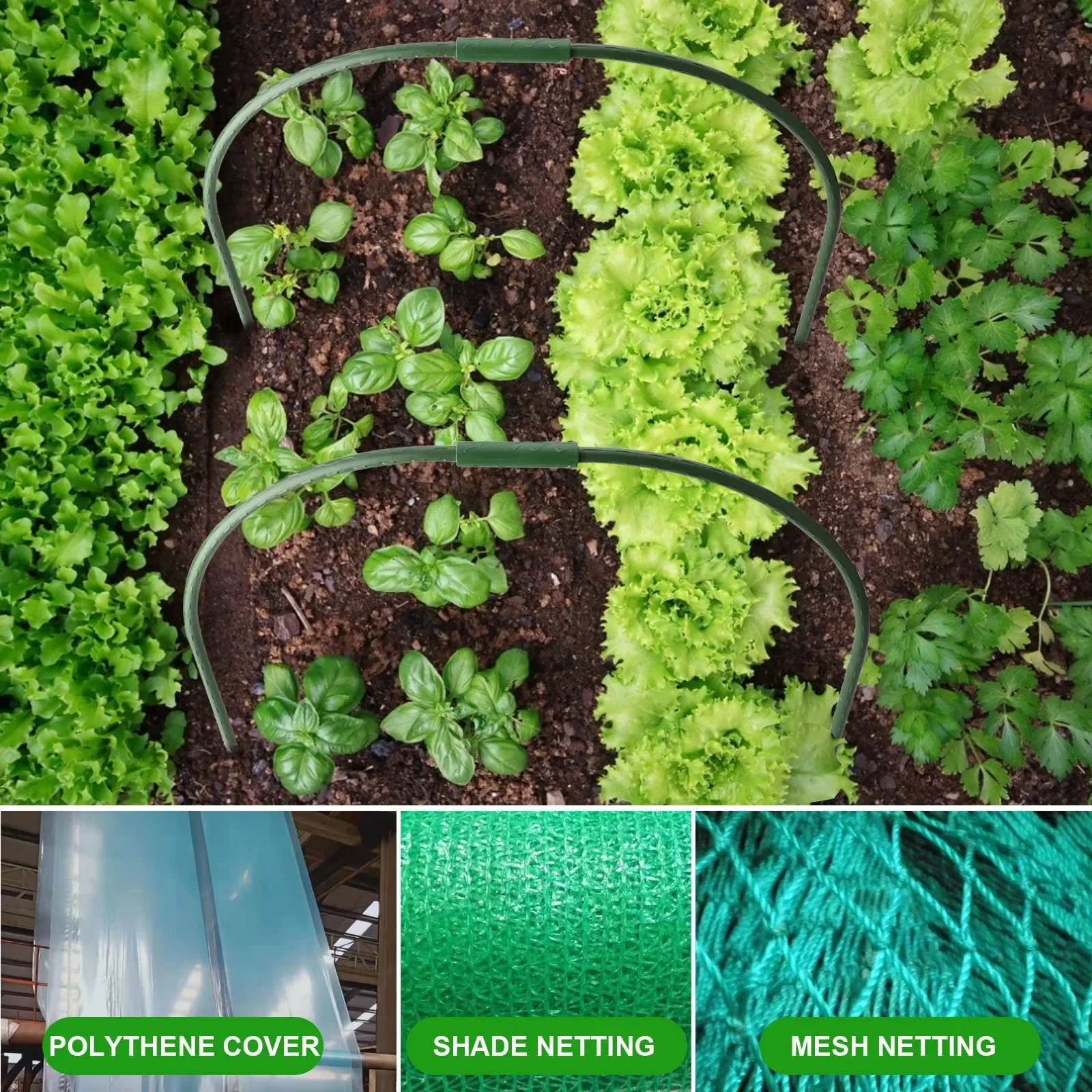 For Plants Row Cover Greenhouse Hoop Garden Hoops 11mm Durable Portable Raised Beds Netting Sturdy Planting Support Frame