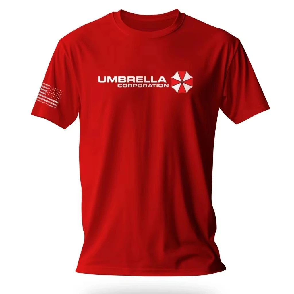 Resident Evil T-Shirt - White Base with Black Logo & Red Umbrella Emblem Premium Horror Game Merch for Franchise Fans