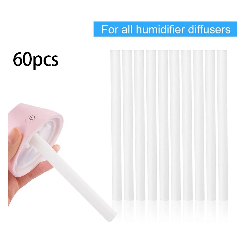 60Pcs Cotton Swab Filters Refill Sticks Replacement Wicks for Portable Personal USB Powered Humidifiers Aroma Maker