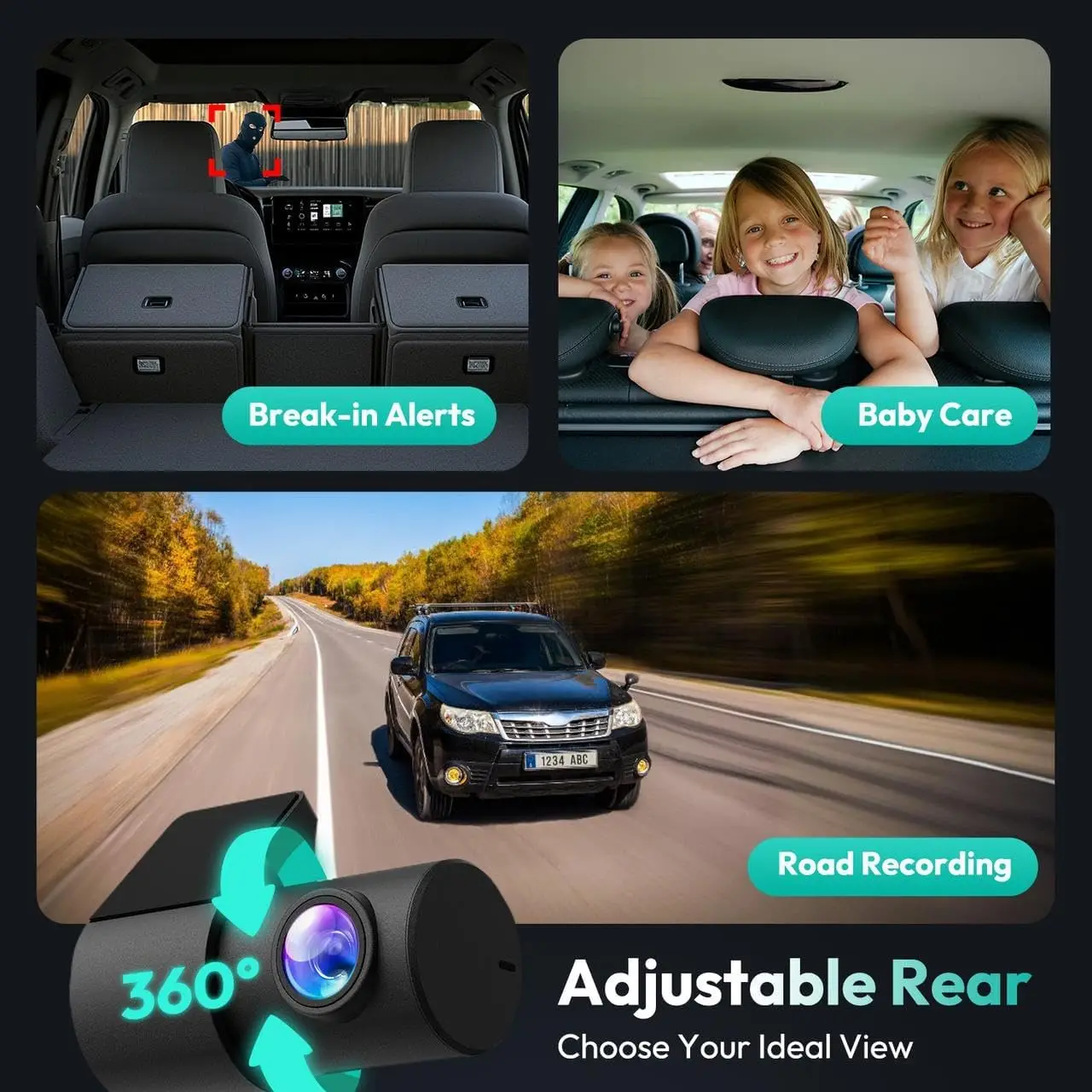 4K داشكام أمامي وخلفي، 170 ° Ultra Wide، ADAS، IMX415، رؤية ليلية، WiFi GPS، تسجيل حلقة، بطاقة 64 جيجابايت مجانية #3