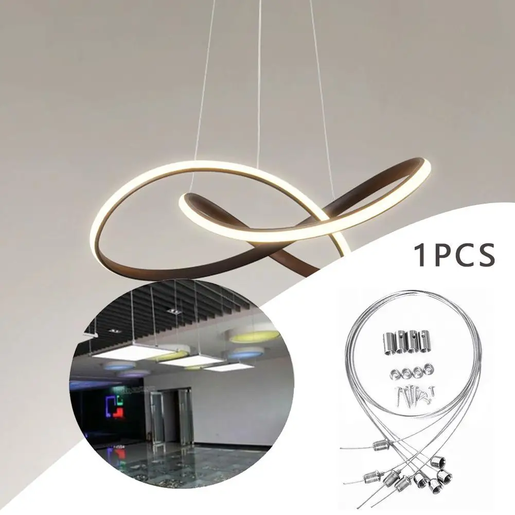 1M Steel Wires And Screws Suspension Hanging Mounting Lamp Rope Panel Ceiling LED Adjustable Wire Kit Lights Accessories Wi W2G7