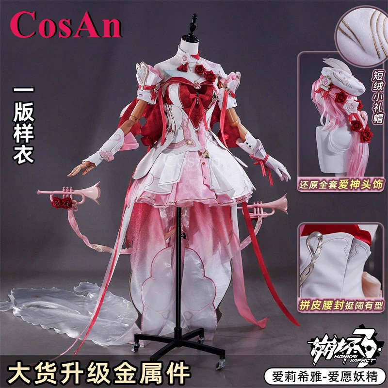 

CosAn Game Honkai Impact 3 Elysia Cosplay Costumes Love Wish Fairy Skin Fashion Sweet Formal Dress Halloween Role Play Clothing