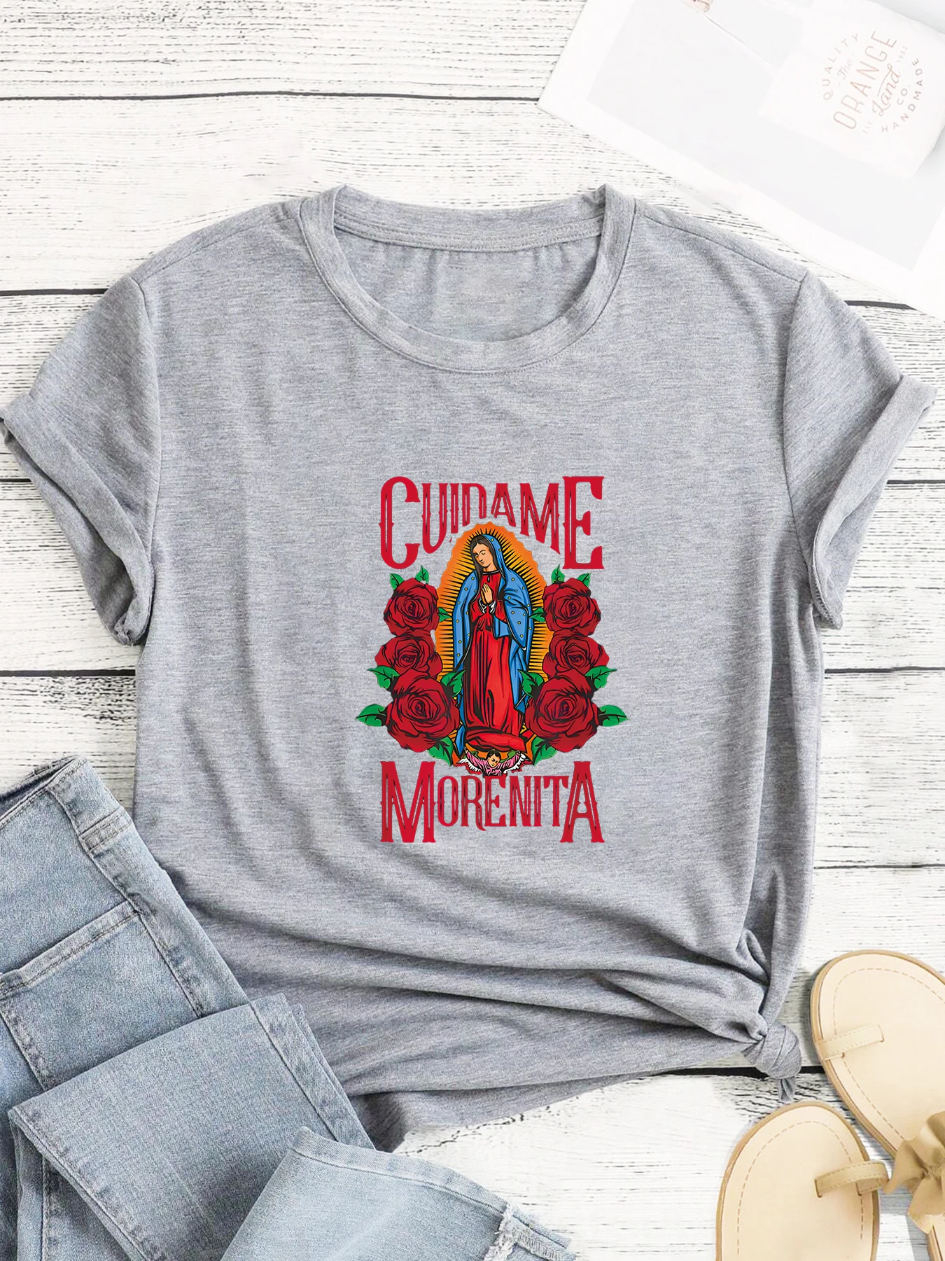 Virgen de Guadalupe Printed Short Sleeve Casual Fashion Women T-Shirt Pattern Women\'s T Shirt Femminile Tee Graphic Tshirt Tops